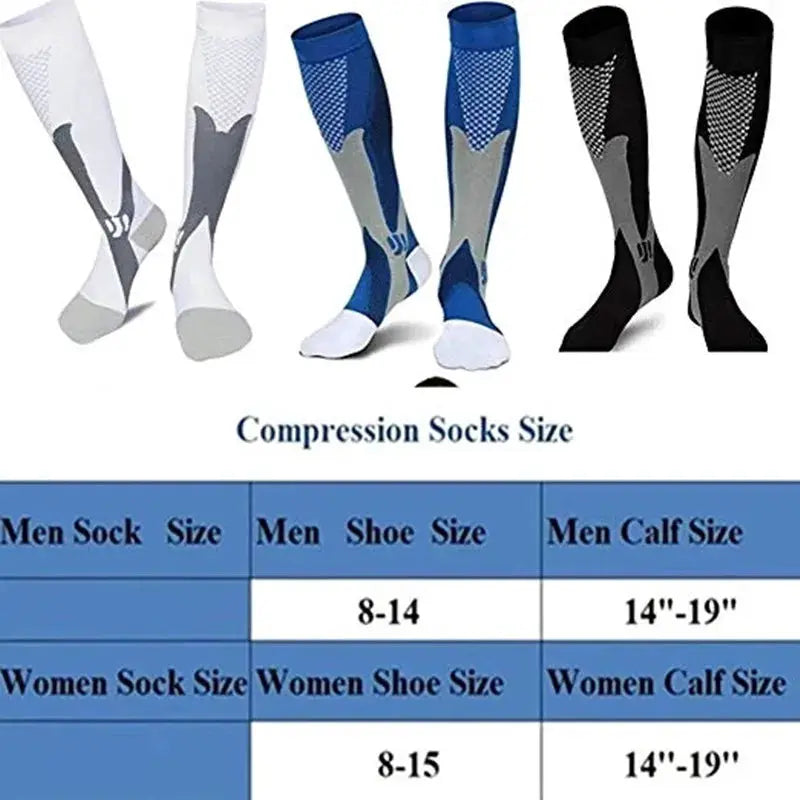 Compression Socks For Varicose Veins And Sports Knee High Nylon Medical Nursing Stockings Anti Fatigue Black