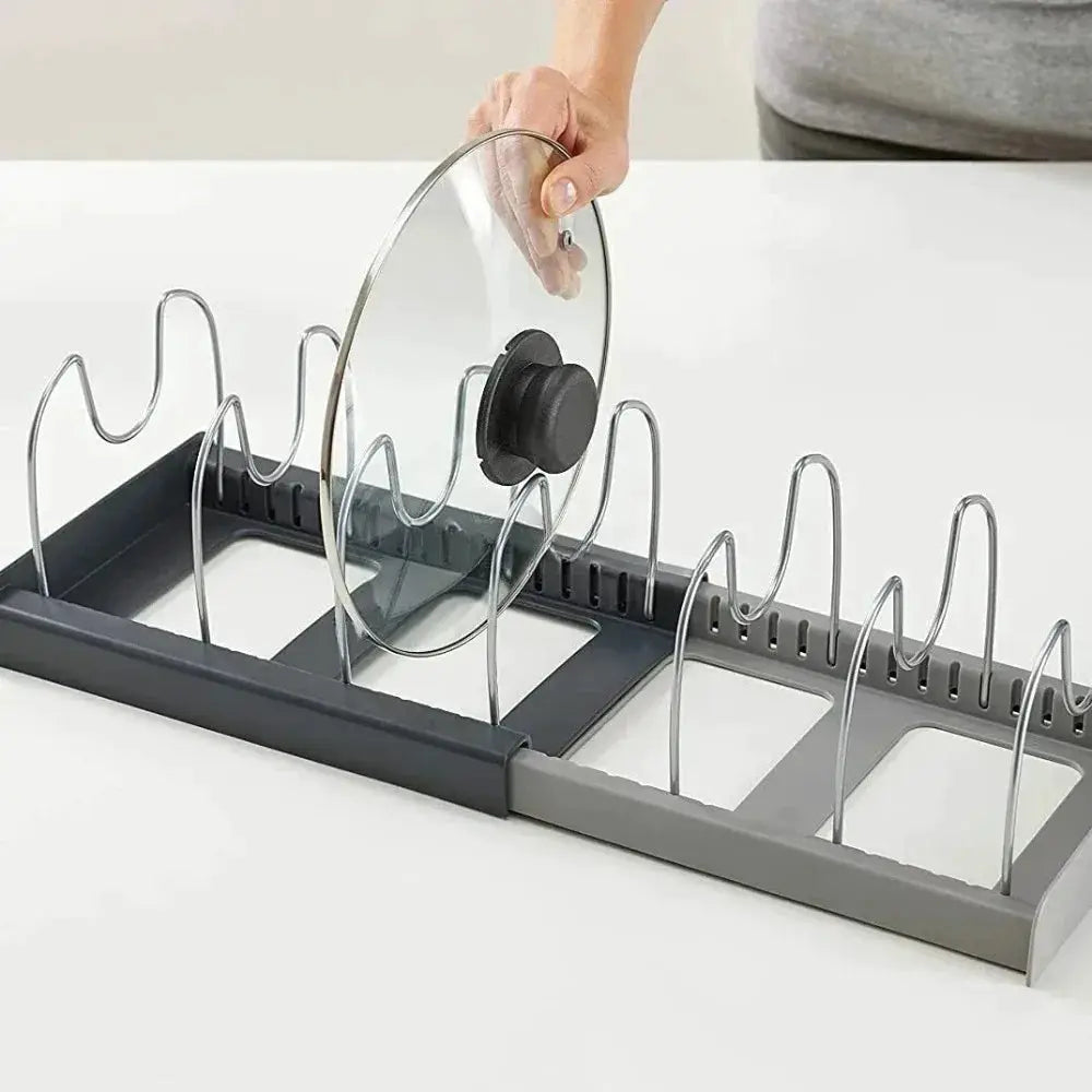 7 Grid Telescopic Pot Rack Pans Organizer Space Saving Cabinet Holder For Pots Pans And Lids Keep Your Kitchen Neat