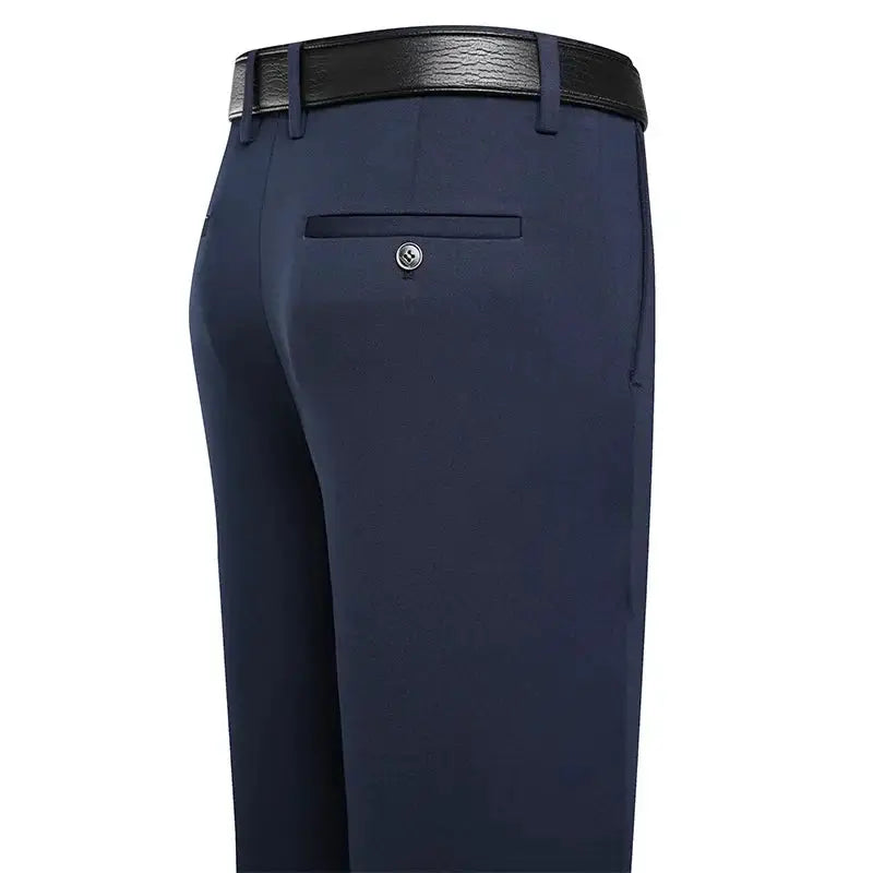 Mens Suit Pants Business Casual Trousers Formal Dress Straight Leg Fit Elastic Waist Black Navy