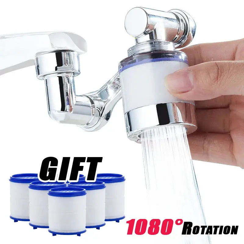 1080 Degree Rotatable Faucet Extender Universal Bathroom Kitchen Adapter Aerator For Multi Directional Spray