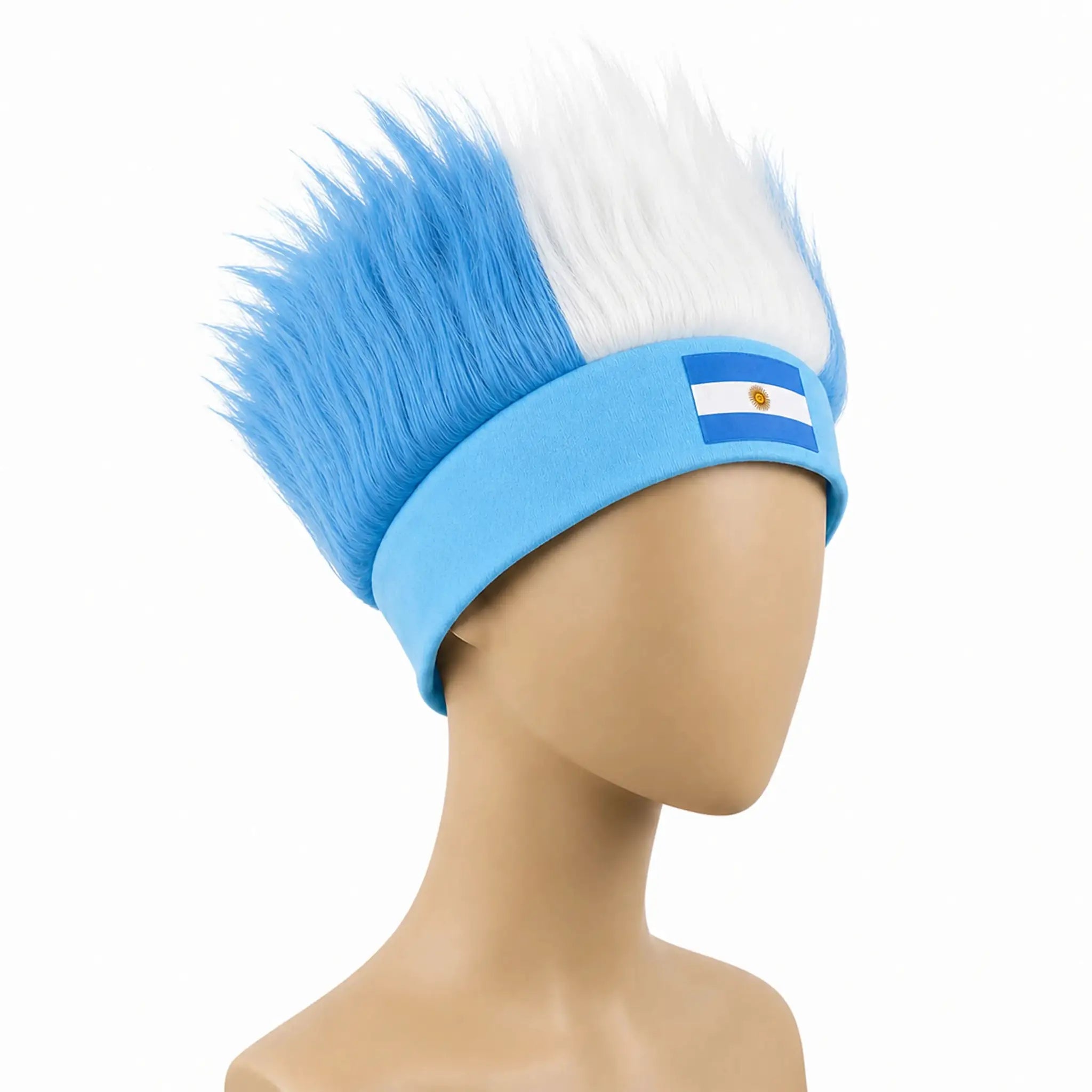 World Cup Wig With Logo In National Flag Colors For Brazil Argentina