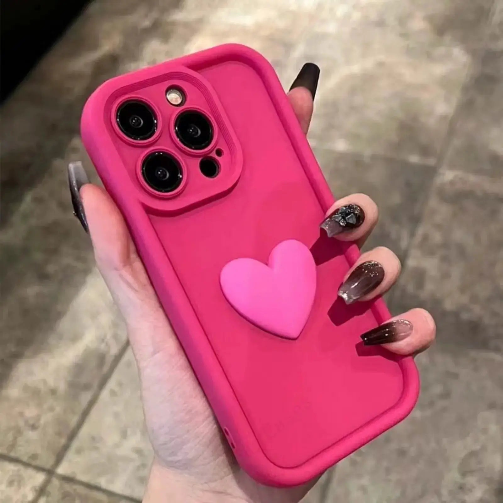 LuxCase 3D Love Heart Silicone Phone Case For iPhone 11 Through 17 Shockproof Candy Color Protection
