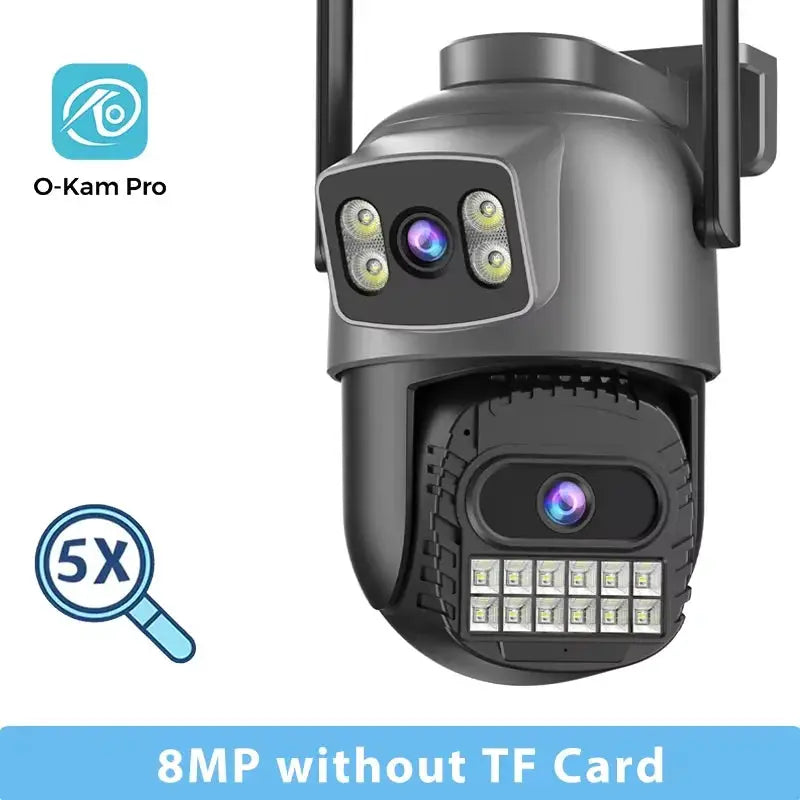 O-Kam Pro outdoor security camera by Simples Market with 5x zoom and dual LED floodlights