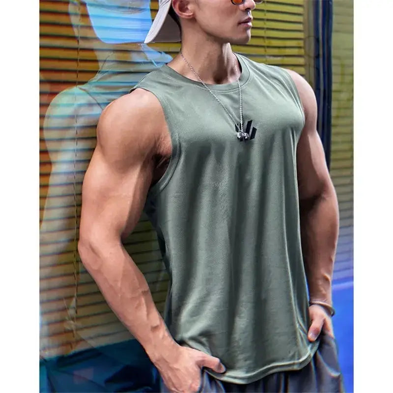 Summer Mesh Gym Vest For Men Sleeveless Tank Top High Quality Fitness Sports Shirt