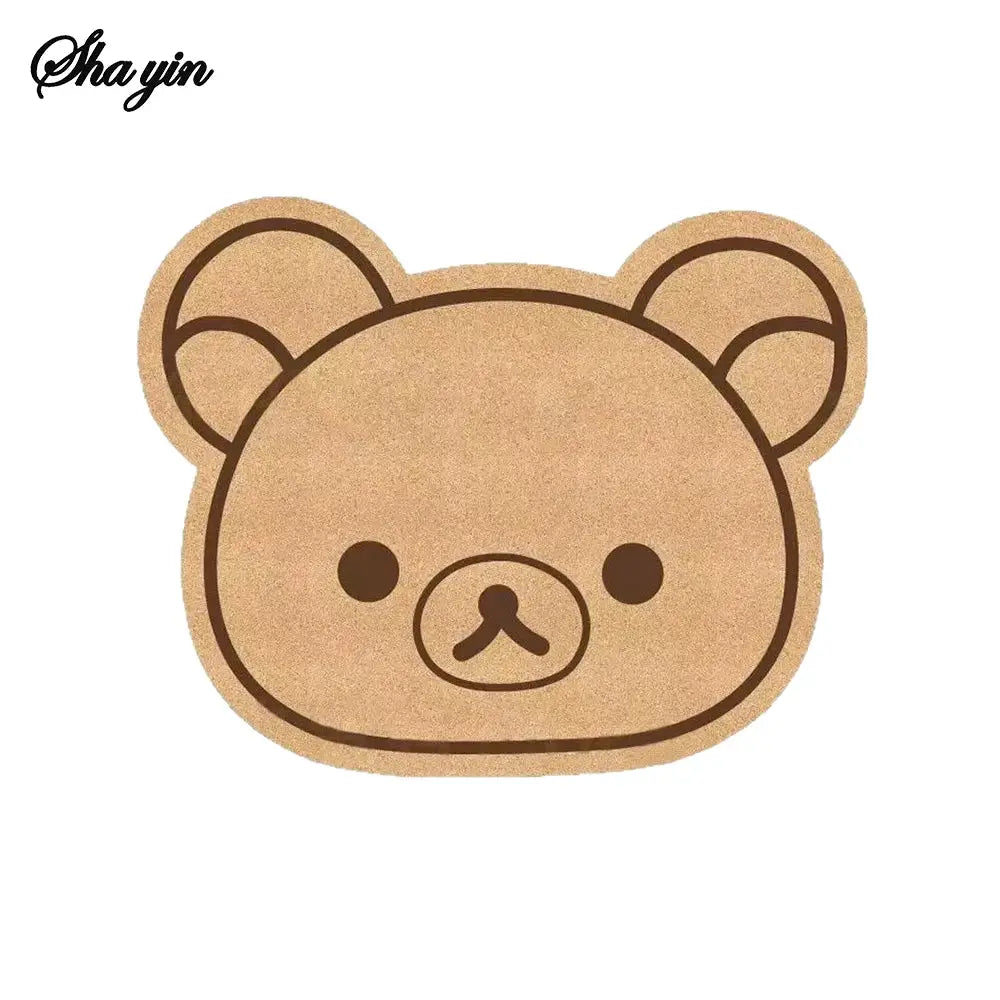 Tablero de fieltro con forma de oso, decoración de pared y tablero de mensajes sin perforación, beige