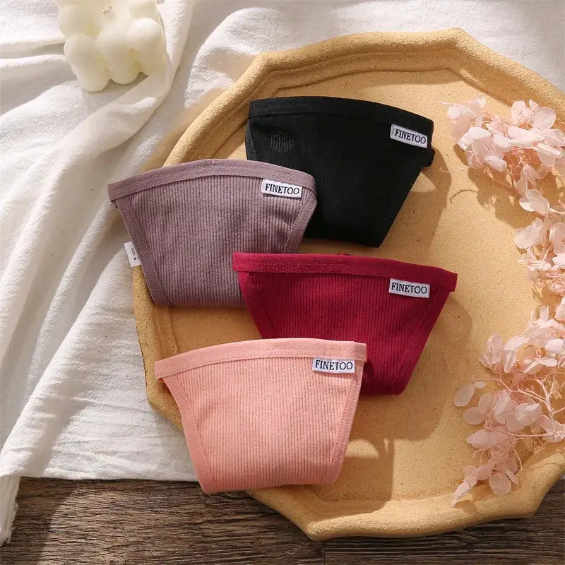 Panties set with ribbed cotton, low-rise briefs in 5 colors, FINETOO label