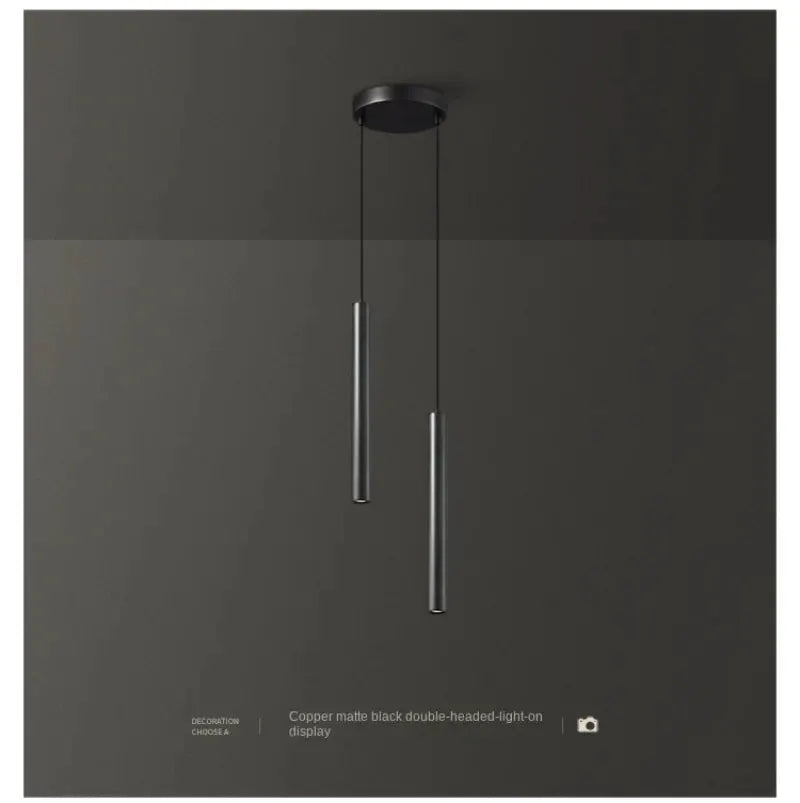 Minimalist bedside dual pendant lamp by Simples Market in matte black finish