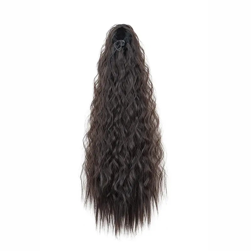 22 Inch Synthetic Kinky Curly Ponytail Hair Extension Drawstring Clip In Black For Women