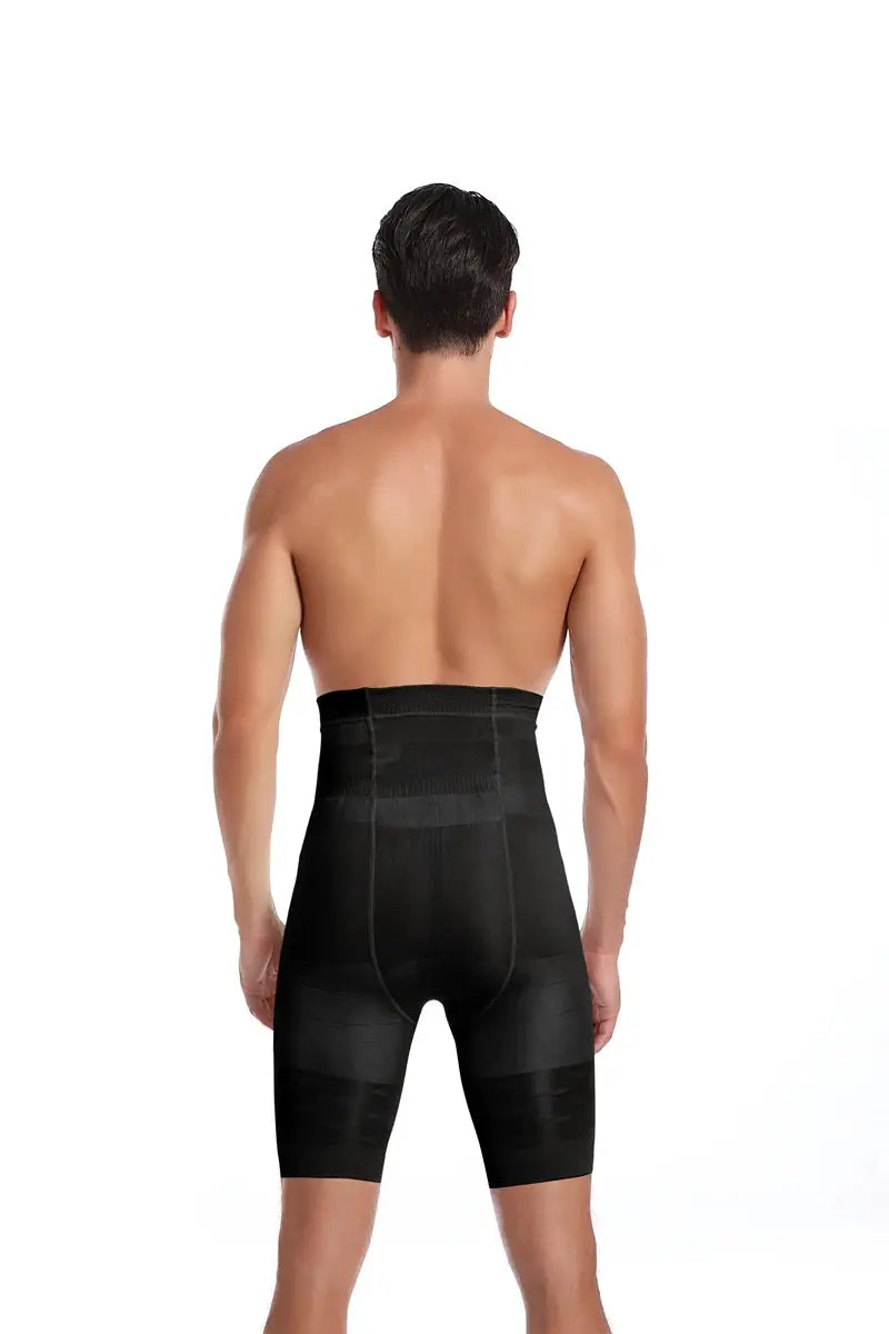 Men's high-waist tummy-control shapewear shorts, black, Simples Market