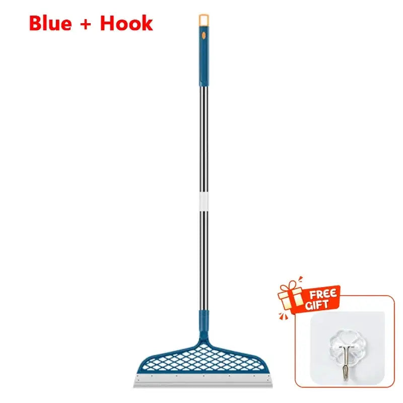 Simples Market silicone scraper broom squeegee with blue handle for bathroom floor and window cleaning