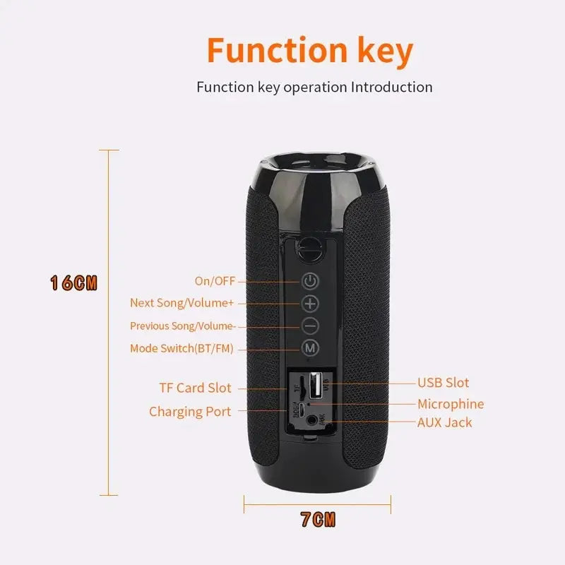 Wireless Portable Bluetooth Speaker With FM Radio And Subwoofer Hands Free Calling Music Sound Box