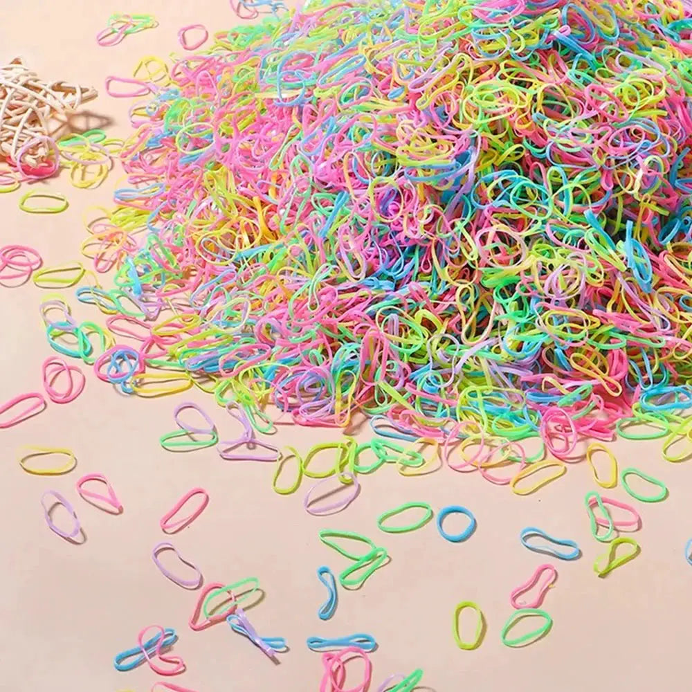 Colorful Disposable Rubber Band Hair Ties For Girls Bulk Pack 500 1000 2000 Pcs Ponytail Holders Kids Hair Accessories