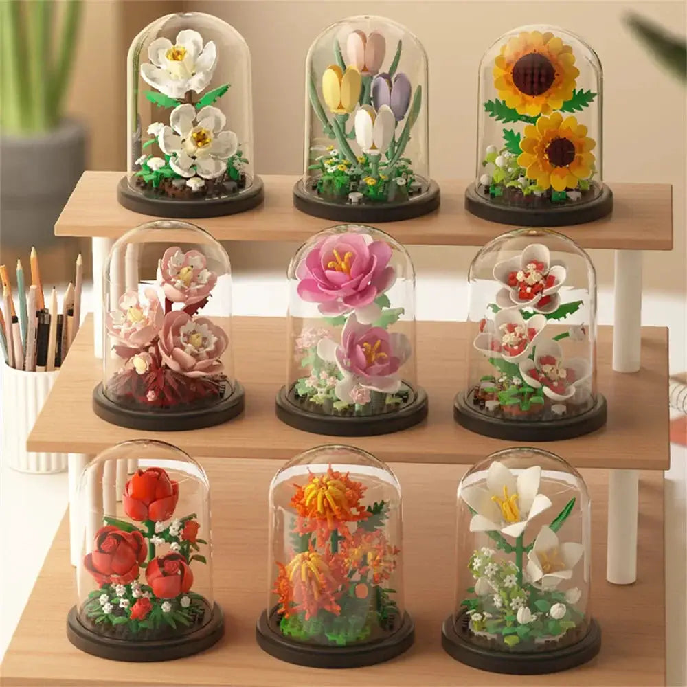 Eternal Flower Bouquet Bonsai Micro Building Blocks Model Home Decoration Puzzle Toy Gift For Kids Birthday Christmas