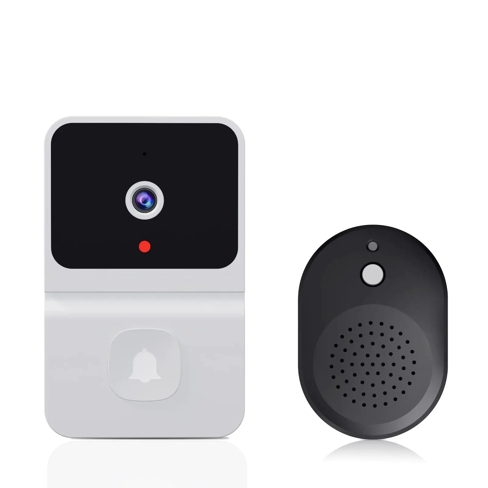 Simples Market wireless doorbell set with white body and outdoor HD camera, chime receiver (2 pieces)
