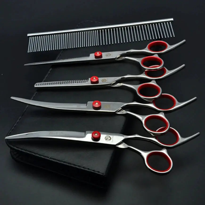 Purple Dragon Dog Grooming Scissors 6 Inch And 7 Inch Professional Stainless Steel Thinning Curved Shears