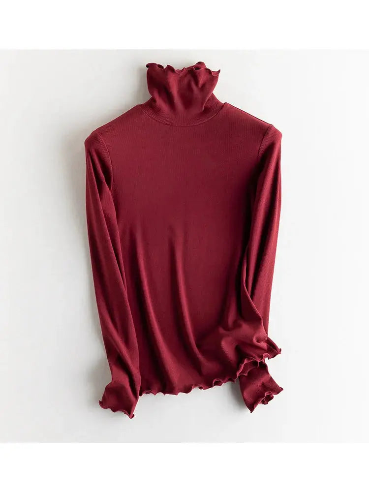 SuyaDream Women Silk Viscose Thermal Base Layer Top With Turtleneck For Warmth And Style