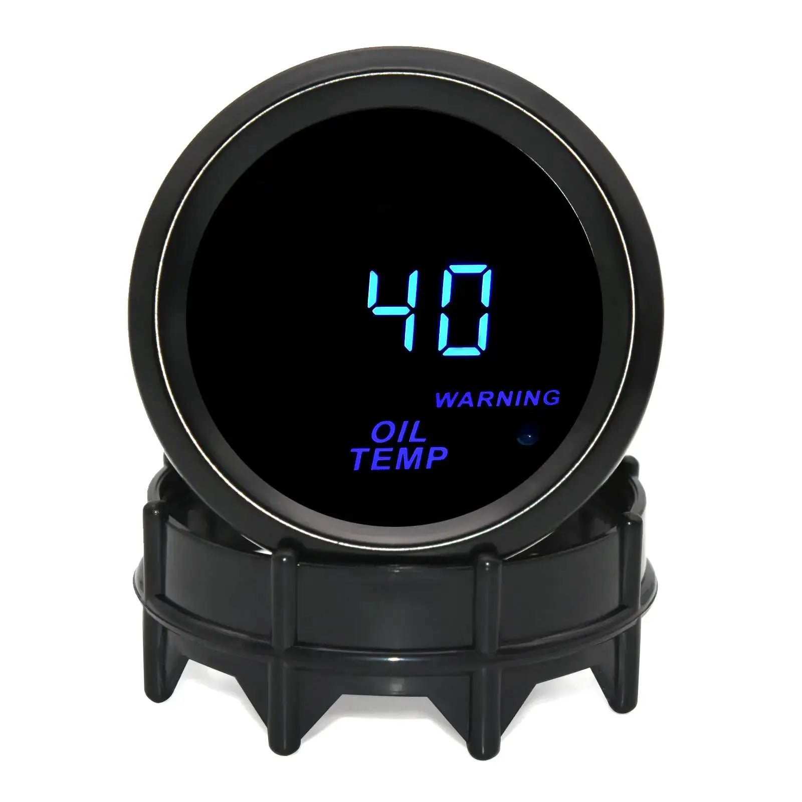 2-inch 52mm universal digital gauge with blue LED display showing 40 and OIL TEMP warning