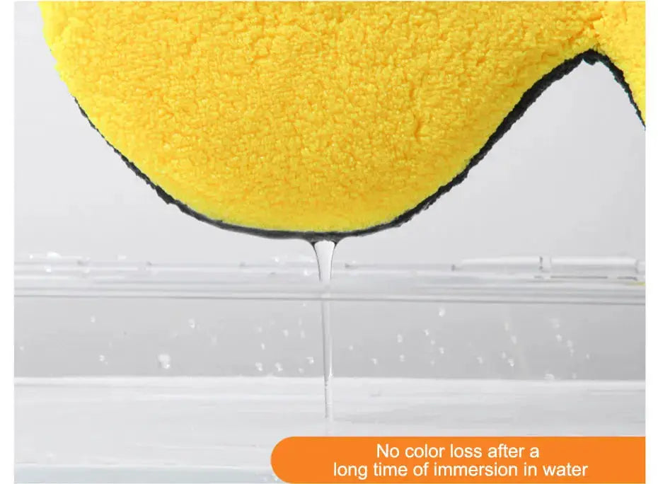 SEAMETAL microfiber car washing glove, yellow double-faced thickened coral fleece, Simples Market