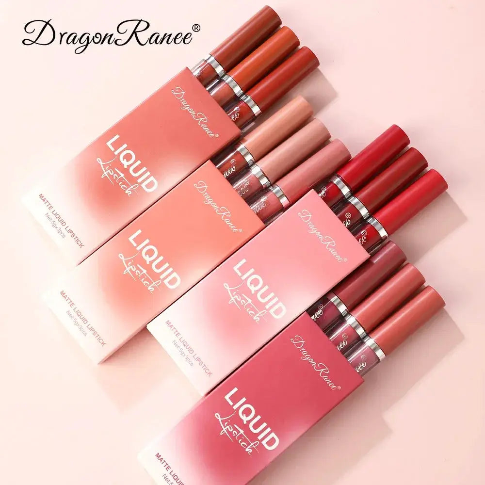 Korean Beauty 3 Piece Liquid Lipstick Set Long Lasting Matte Waterproof Formula Collection