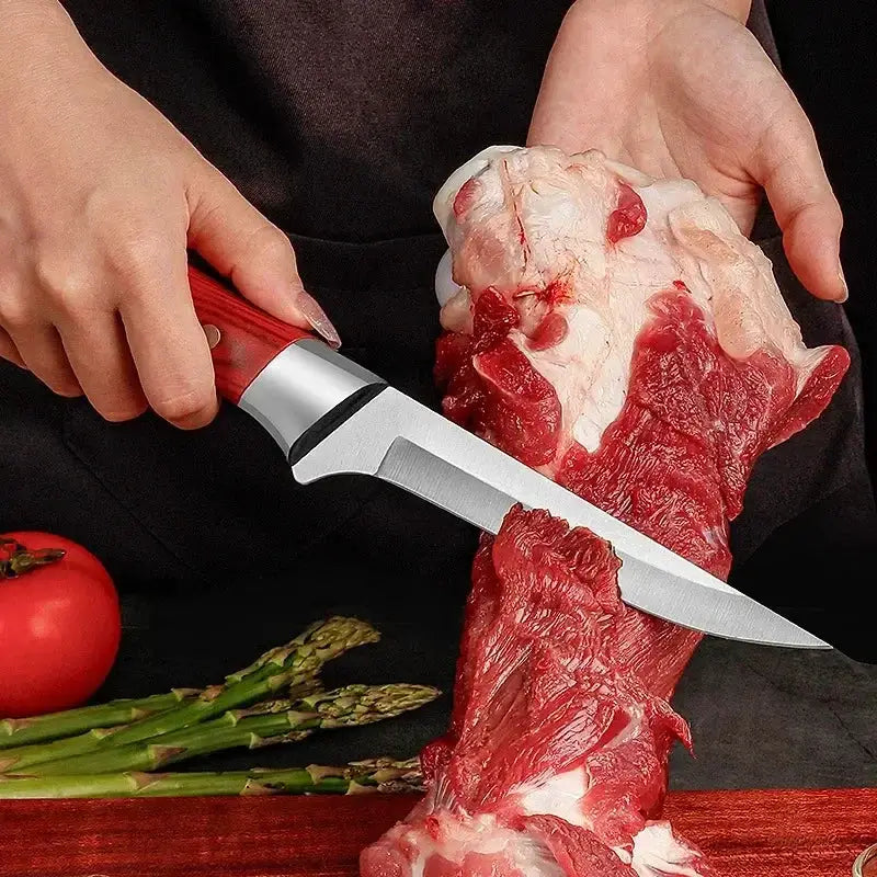 ChefPro Stainless Steel Kitchen Knife Set Boning Knife Cleaver Paring Knife With ABS Handles And Cover