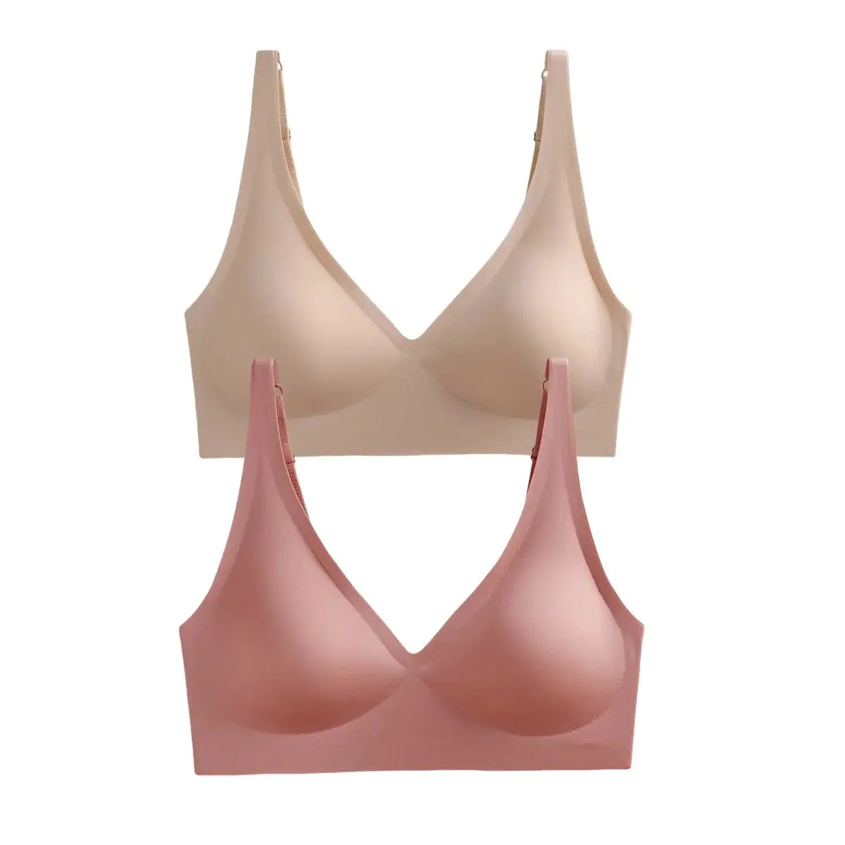 AuroraLuxe 2 Piece Seamless Wireless Push Up Bras Set With Soft Padding For All Day Comfort And Invisible Fit