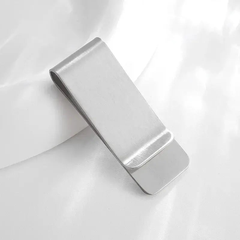 Money clip, stainless steel in silver with a brushed finish