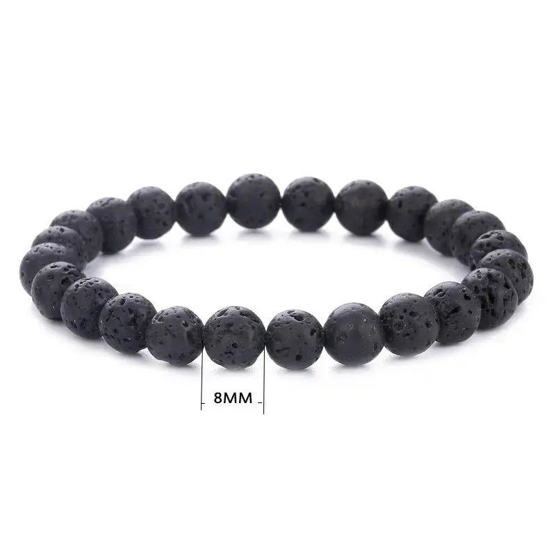 Obsidian Bracelet For Men And Women Unisex Couple Personalized Beads Tiger Eye Volcanic Stone Elastic Bracelet