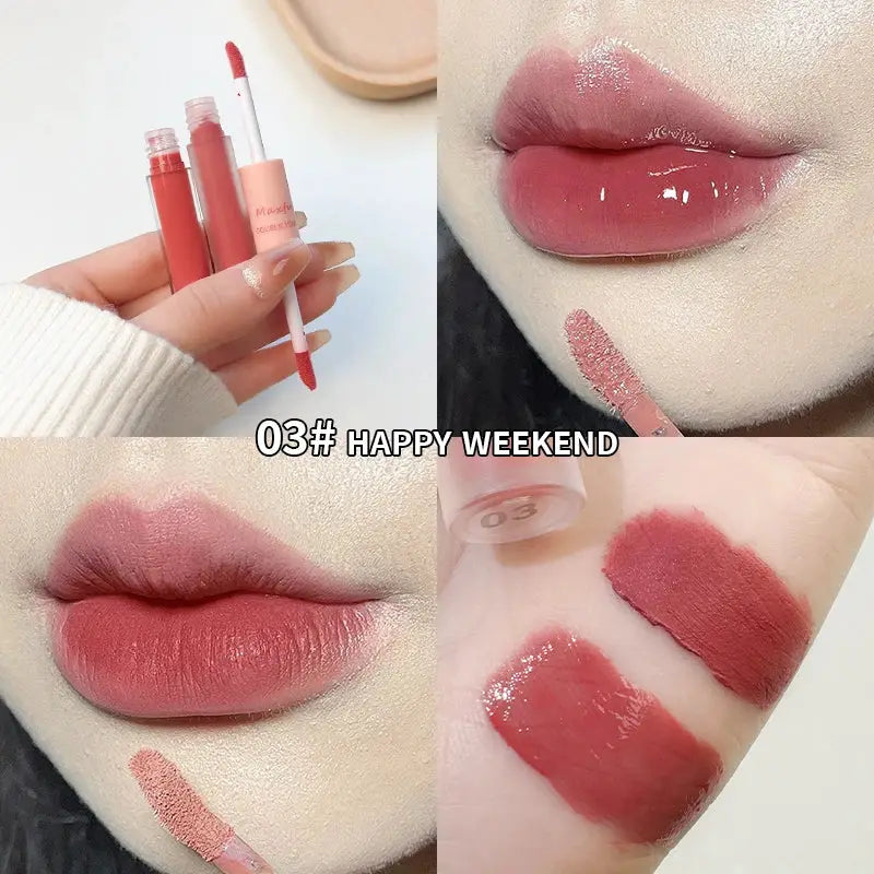 LuxeLips Double End Lip Glaze With Gloss And Matte Velvet Finish For Long Lasting Color And Hydration