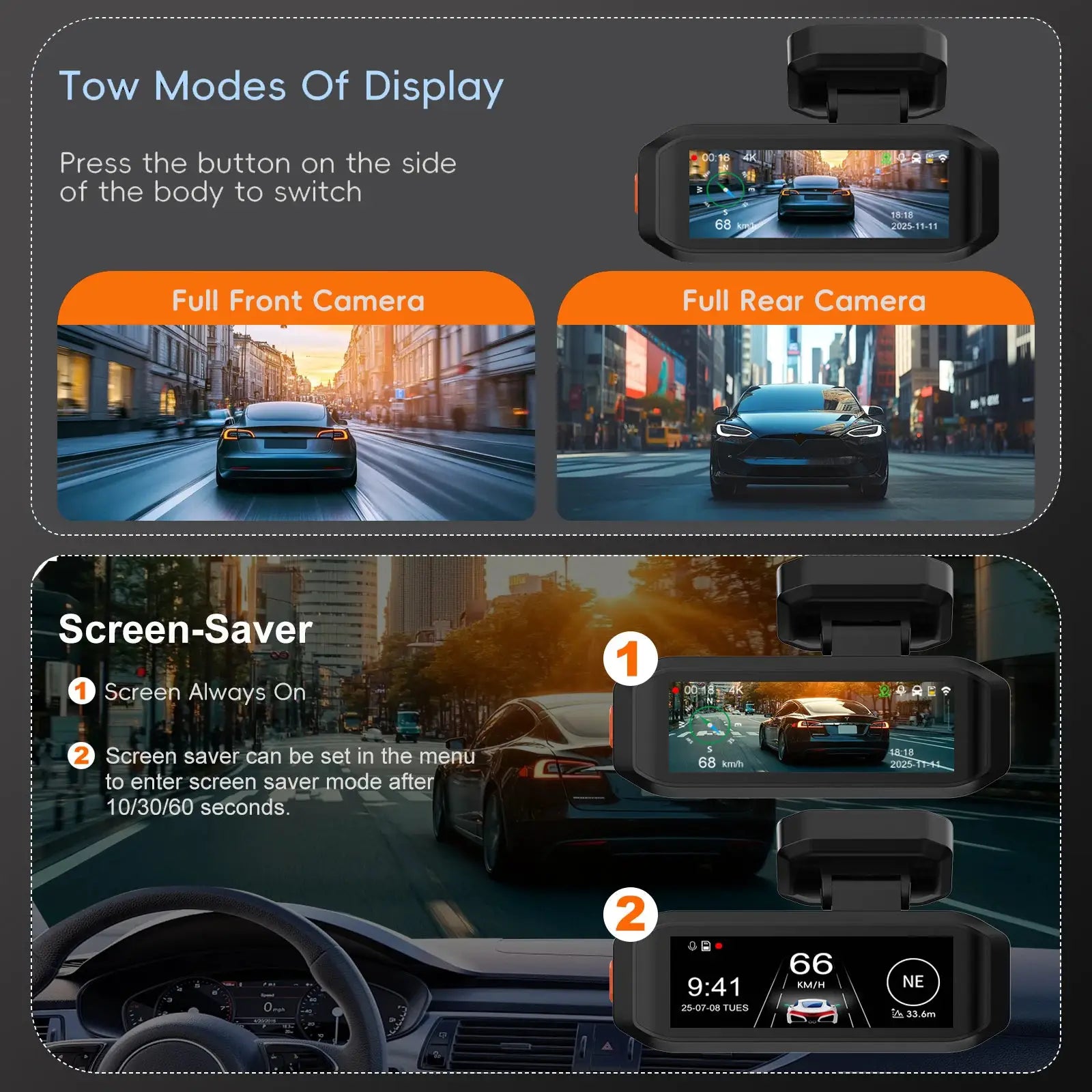 4K dash cam by Simples Market with front 4K and rear 2.5K cameras, WiFi GPS, ADAS, night vision, black