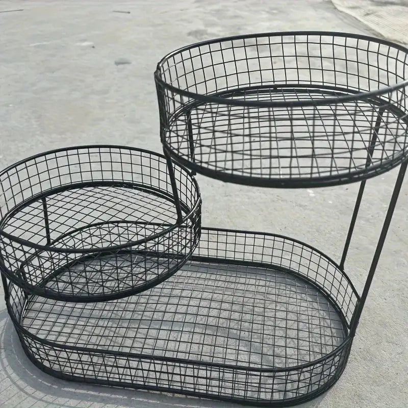 Stainless Steel Round Multi Layer Fruit Basket Display Rack Kitchen