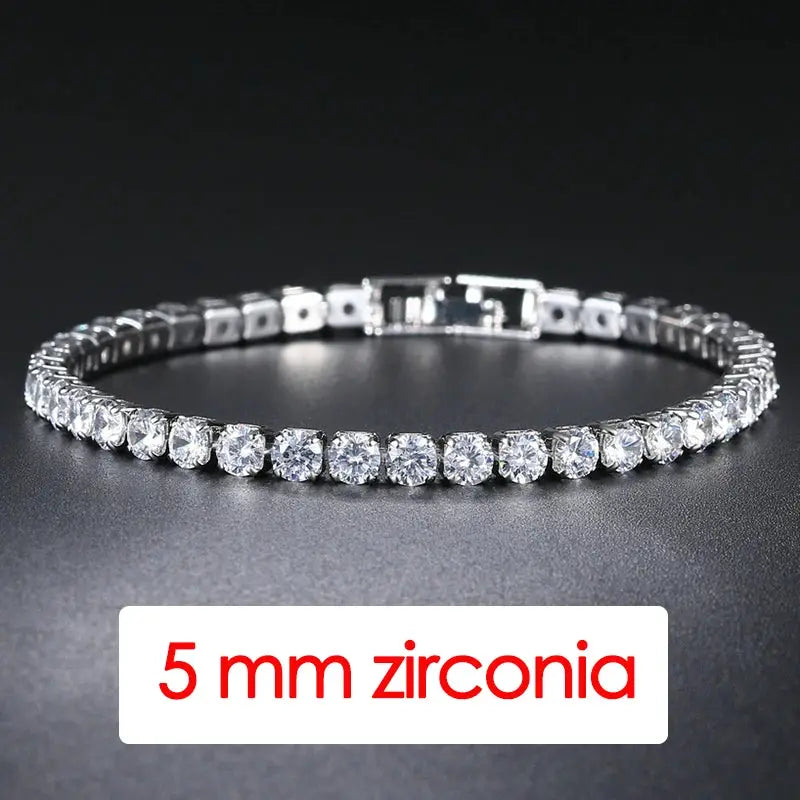 Hip Hop Tennis Bracelet Iced Out For Men Cubic Zirconia Chain 3mm 4mm 5mm Streetwear Jewelry H086