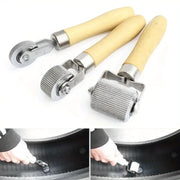 Simples Market tire repair roller set with wooden handles; three metal patch-roller tools for car tires