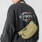 Japanese-style waterproof lightweight nylon crossbody small bag, tan with multiple pockets