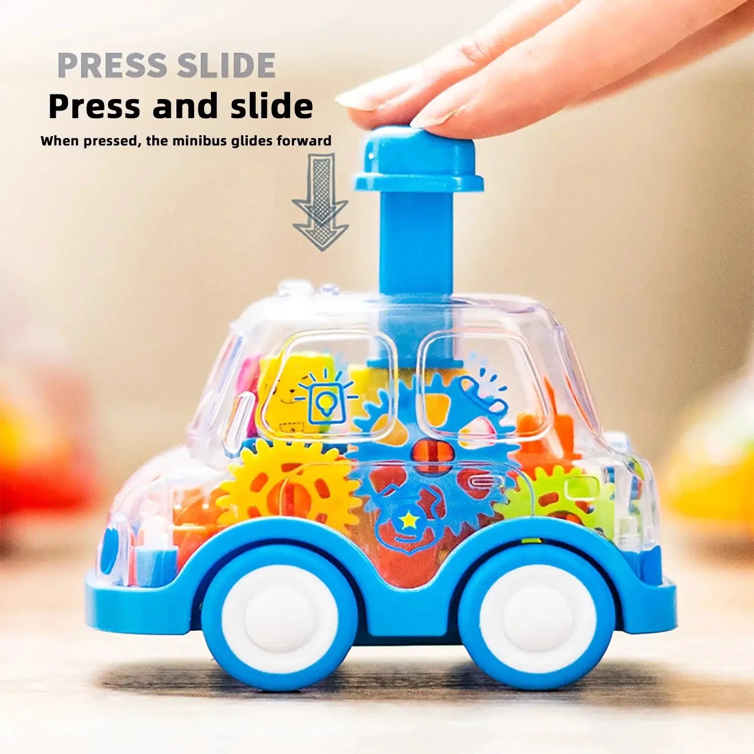 Transparent Gear Car Toy With Inertia Pull Back Action For Kids Boys And Girls Battery Free Educational Gift