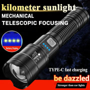NovaGuard 2000 Lumen Tactical LED Flashlight USB C Fast Charging Zoomable Beam for Camping and Emergency