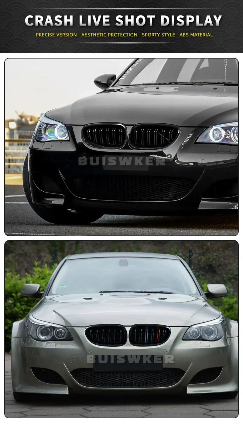 Simples Market gloss black double-slats kidney grille for BMW E60/E61 5 Series (2003-2009) front bumper
