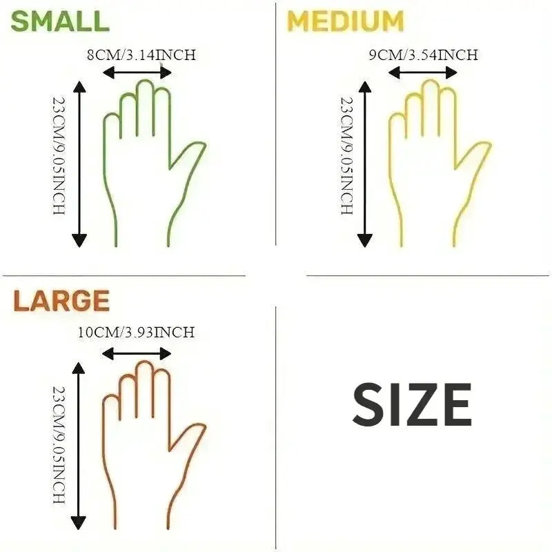 Disposable TPE gloves by Simples Market, powder- and latex-free clear dishwashing gloves; sizes small, medium, large.