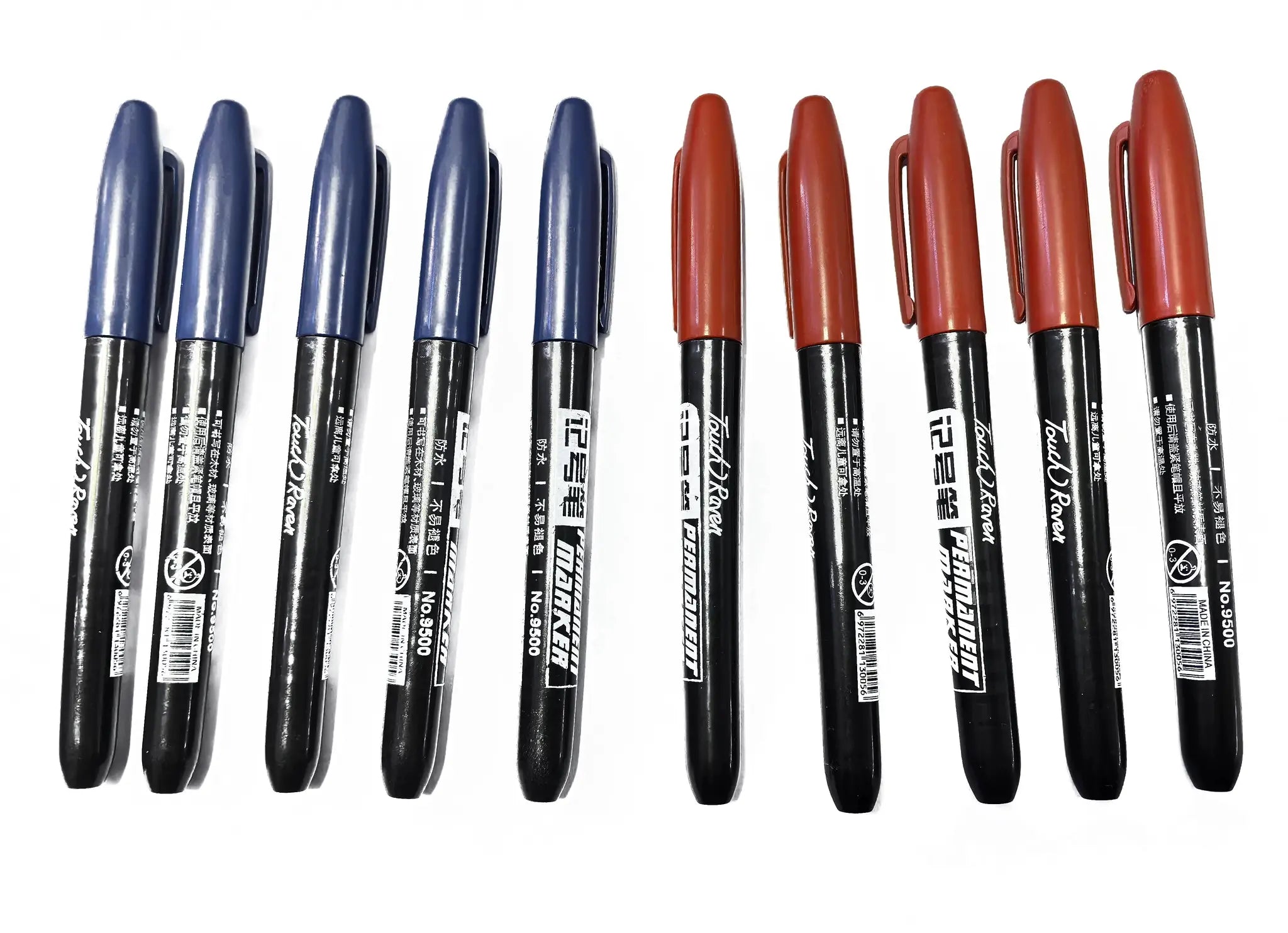 GraphixPro 6Pcs Permanent Marker Pens Set Black Blue Red Waterproof Ink Fine Tips For Manga Drawing