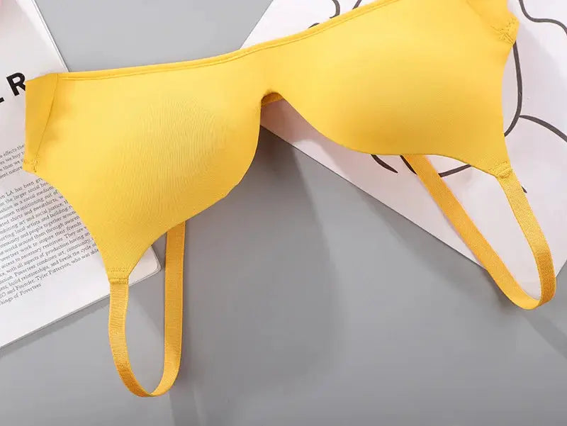 Women’s yellow seamless no-wire push-up bra by Simples Market
