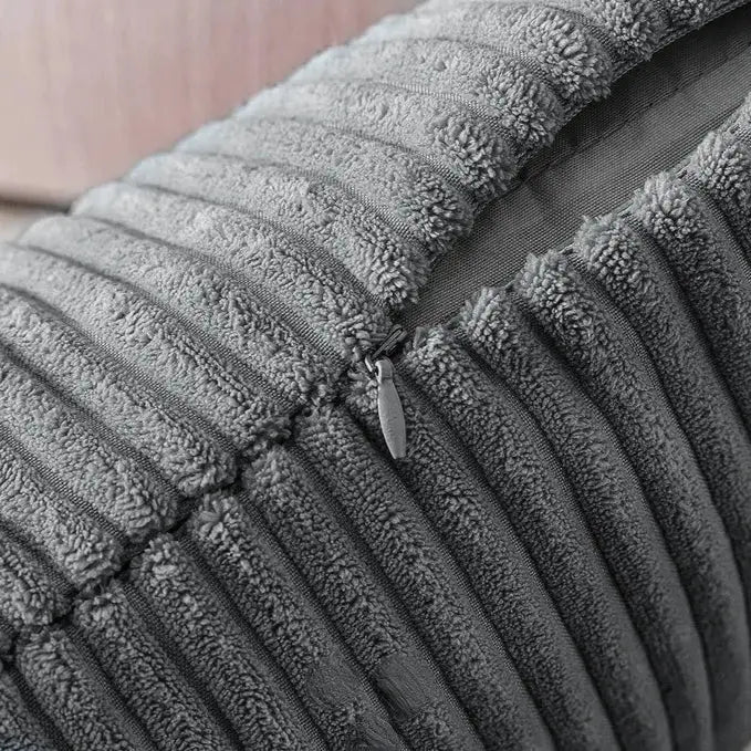 OTAUTAU cushion cover in gray cotton corduroy with zipper closure; available in multiple sizes