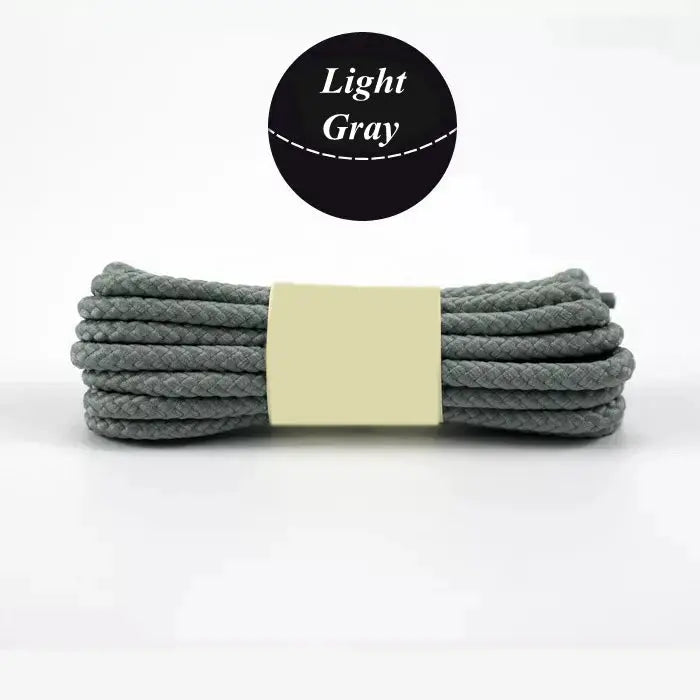 1 pair outdoor strong round shoelaces in light gray for sneakers and boots.