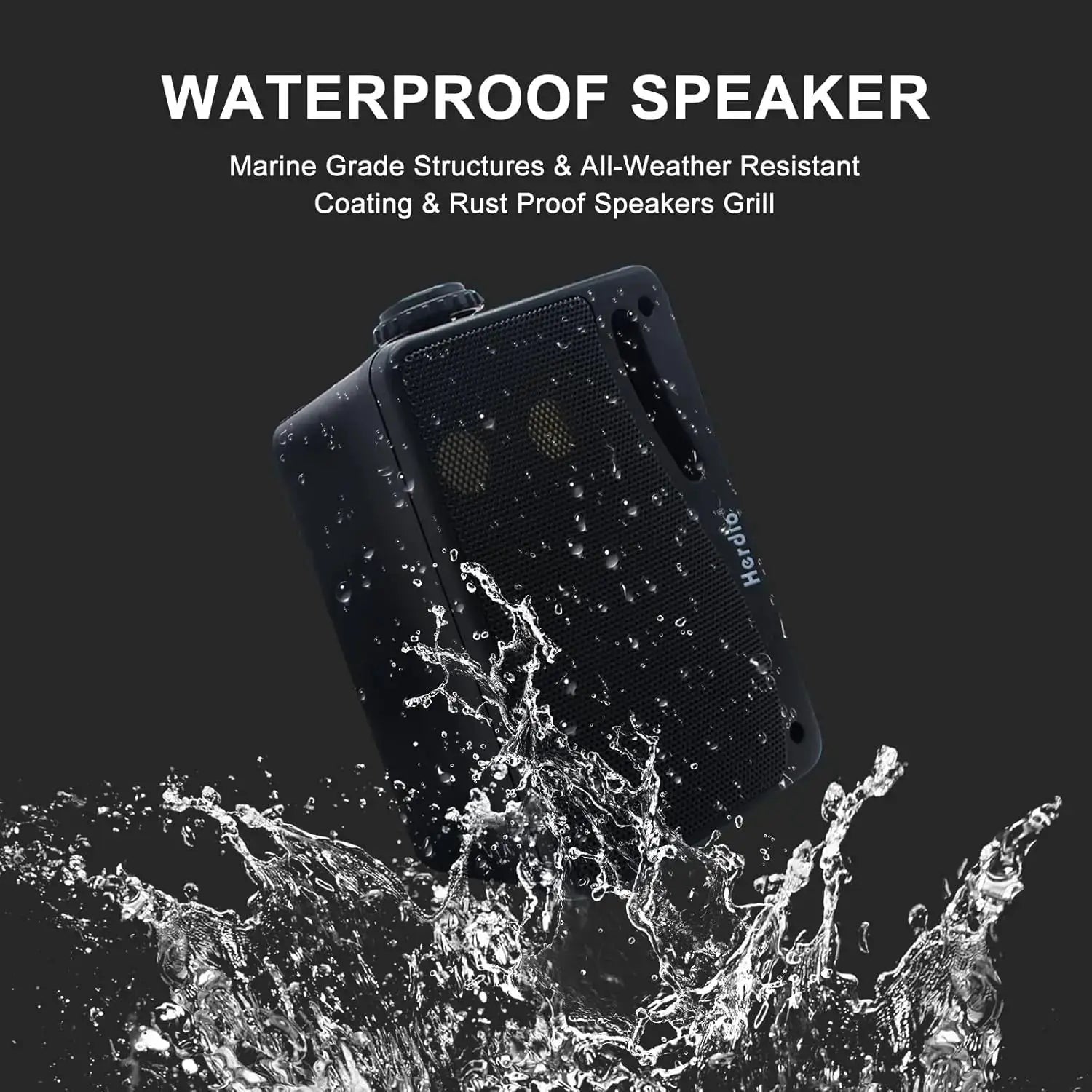 Herdio 3.5-inch outdoor Bluetooth speaker, black waterproof unit with metal grille
