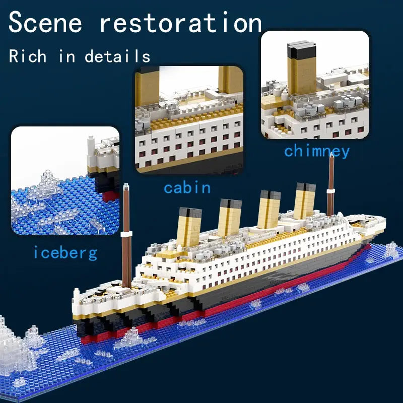 Titanic Cruise Ship Building Block Model Kit For Kids Desktop Puzzle Toy Birthday Gift For Boys And Girls