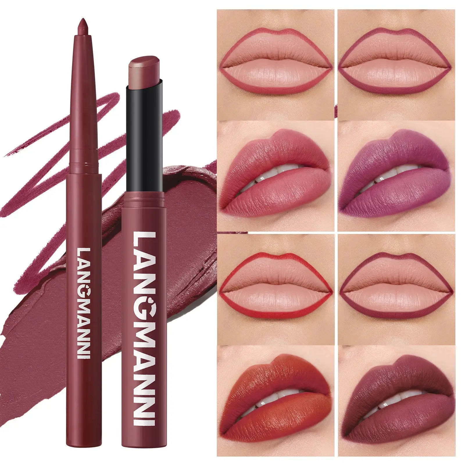 Luxelle Lip Liner and Lipstick Duo Waterproof Smudge Proof Long Lasting Wear Easy to Apply