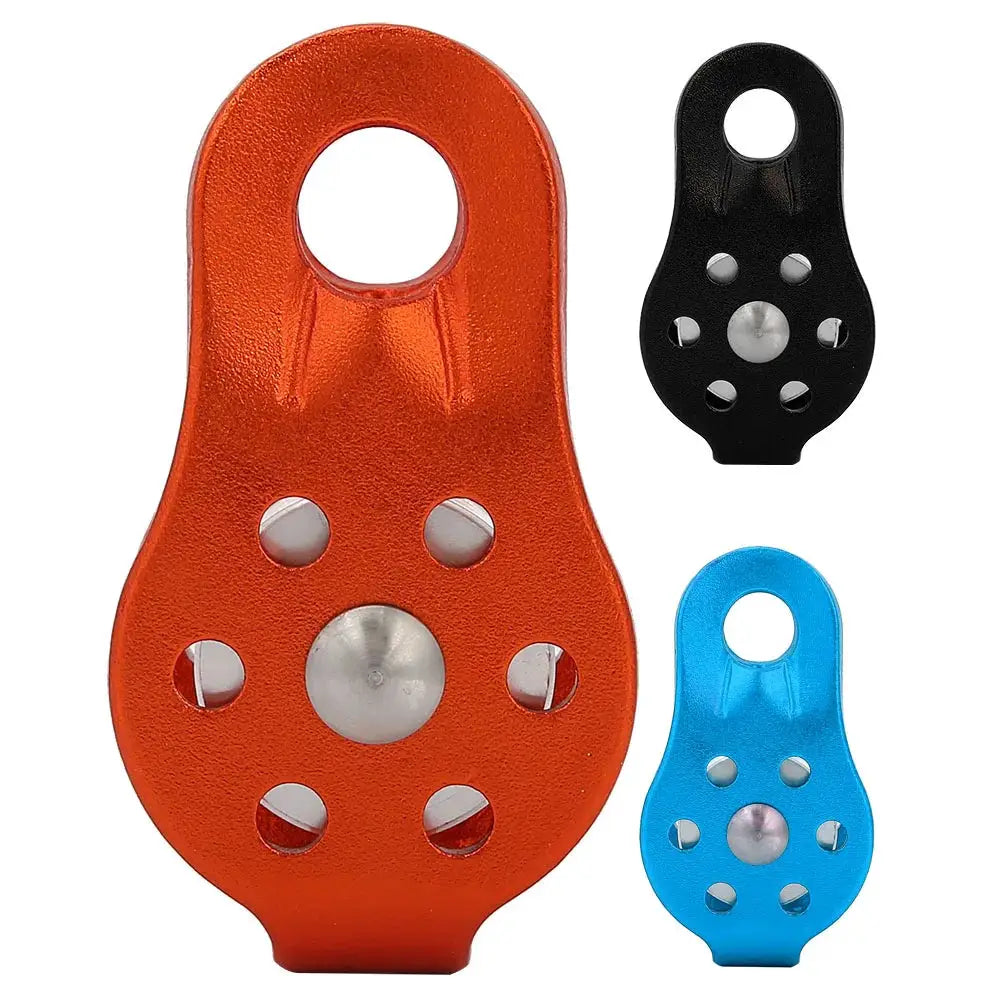 Rope pulley block set of three; 26KN aluminum alloy single swivel by Simples Market in orange, black and blue