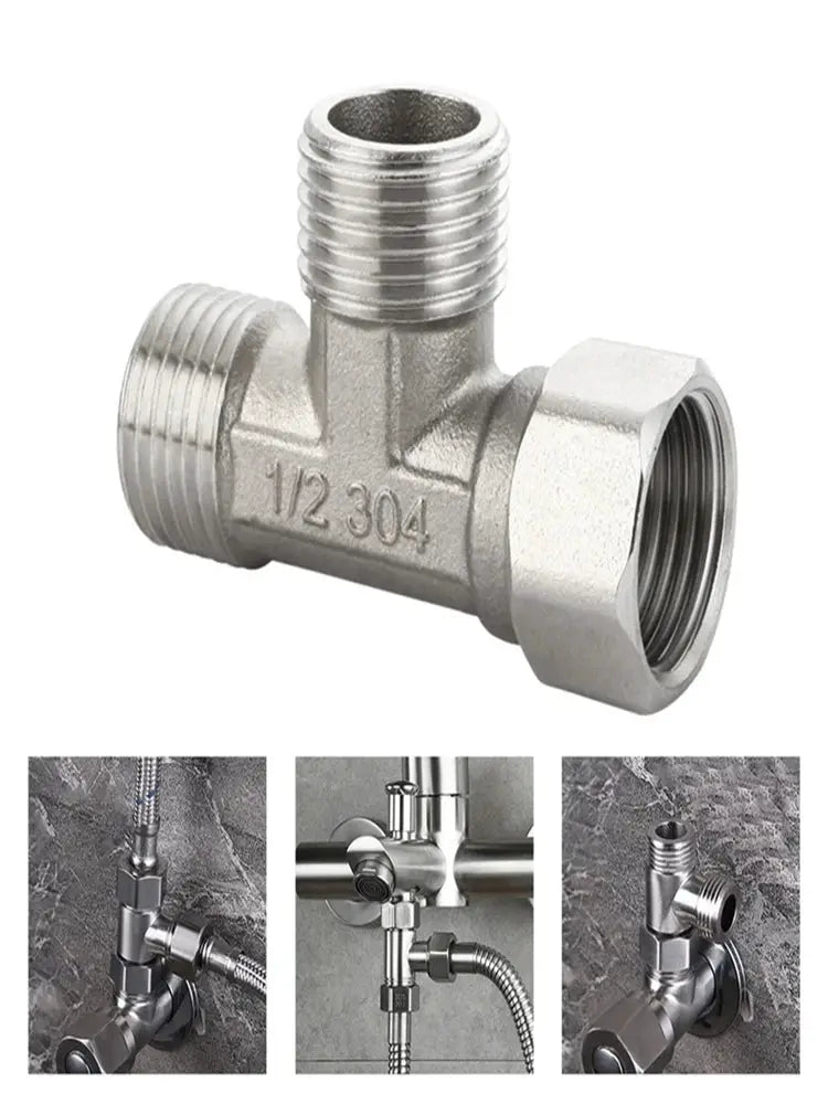Simples Market 1/2-in T-valve diverter for toilet, three-way metal water splitter valve