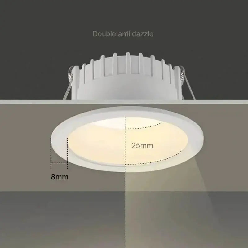 Round Anti Glare LED SMD2835 Recessed Downlights 7W 10W Ceiling Lamp