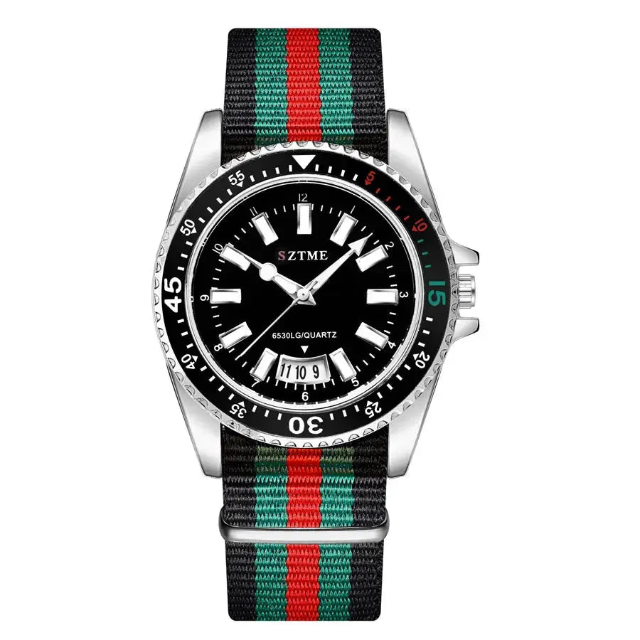 NovaTime Unisex Nylon Strap Calendar Watch Minimalist Luxury Quartz With Date Function