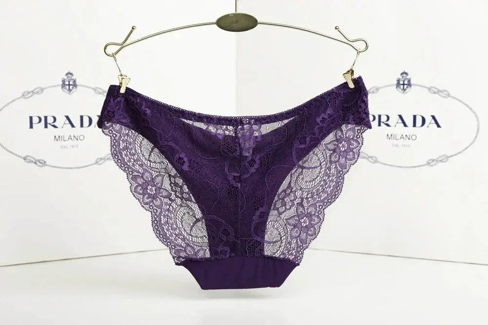 Simples Market purple lace low-rise women's panties, breathable cotton underwear