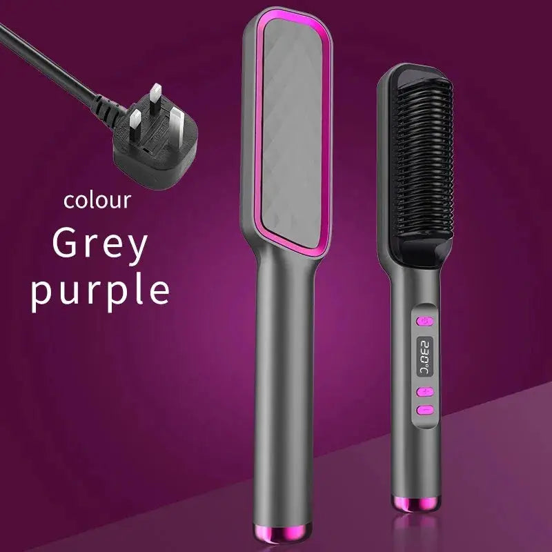 Simples Market electric hot comb multifunctional straightening brush set, grey-purple, two devices
